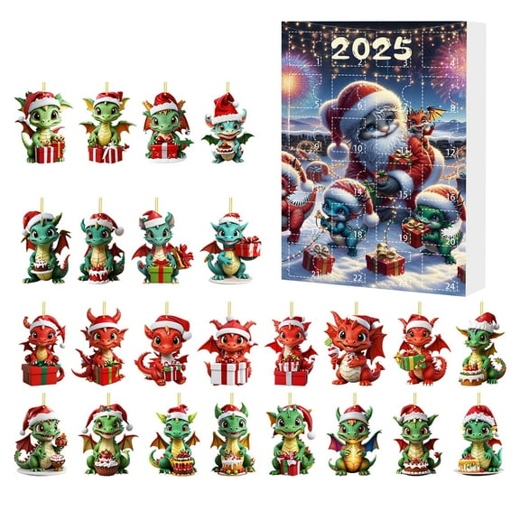 Advent Calendar 2026, 3D Printed Dragon Advent Calendar, Animal Figures Desk Pet Collection with Christmas Countdown, Holiday Display for Collectors