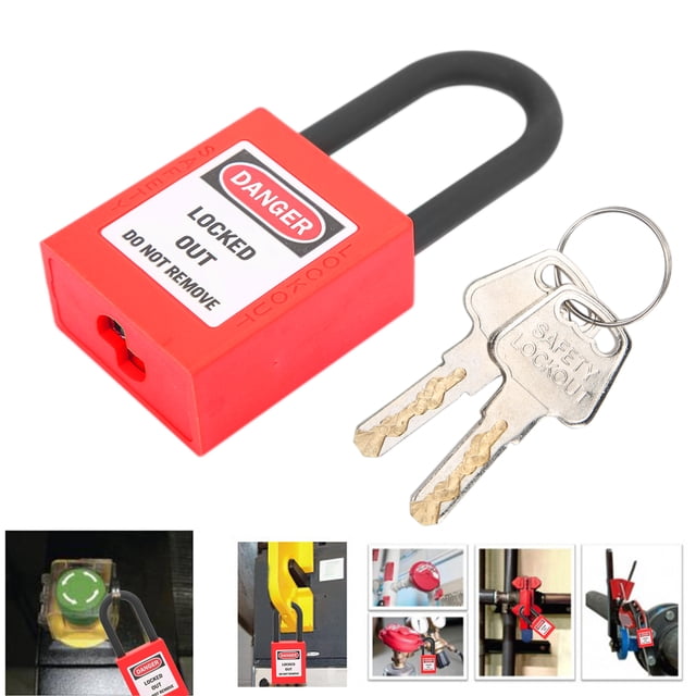 Locklock de Seguridad de Bloqueo Rojo Con llave, Grillete de 38 mm y cuerpo de bloqueo no conductor para aplicaciones eléctricas, dispositivo de seguridad de seguridad de