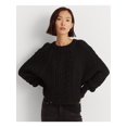 thumbnail image 1 of RALPH LAUREN Chandail Noir Côtelé à Manches Dolman Col Rond pour Femmes TG, 1 of 4