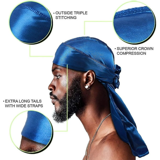 Pcs Durags Soyeux, Durag en Soie pour Hommes Femmes Vagues, Pack