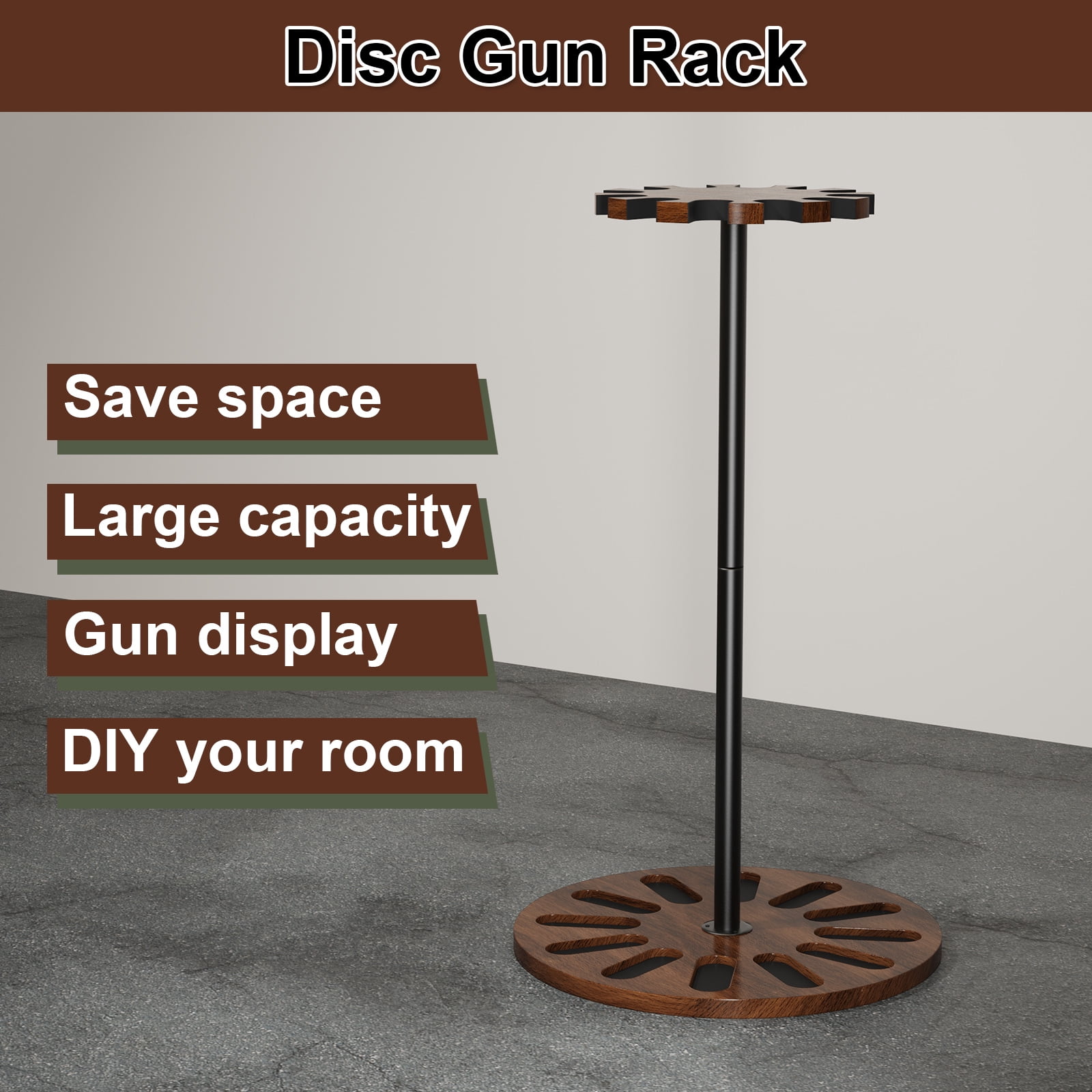 Sfugno Gun Rack Indoor Display Storage Holds 12 Guns with Soft Padding, Walnut Wood