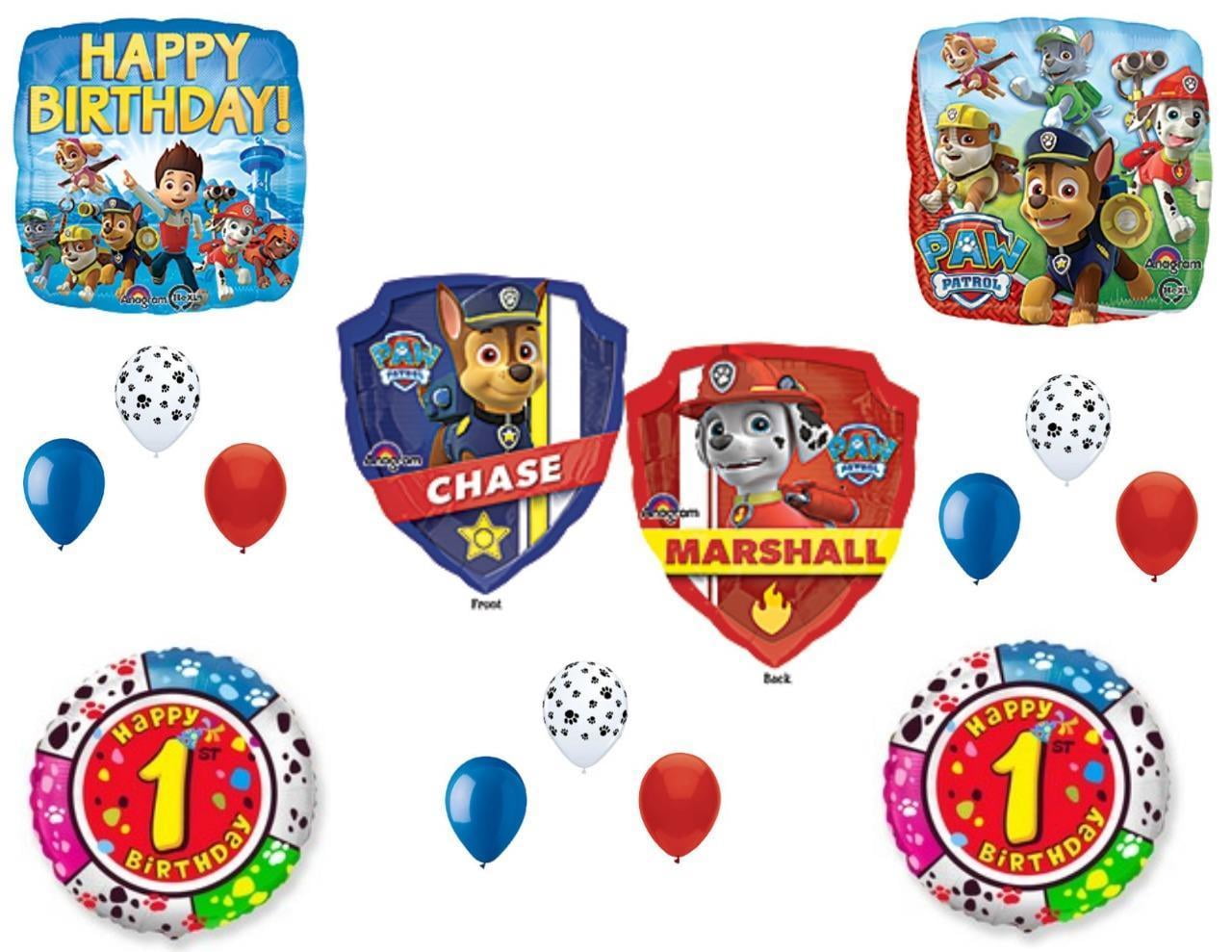 Details about / Paw Patrol CHASE MARSHALL RUBBLE Kids Party foil Birthday Balloon