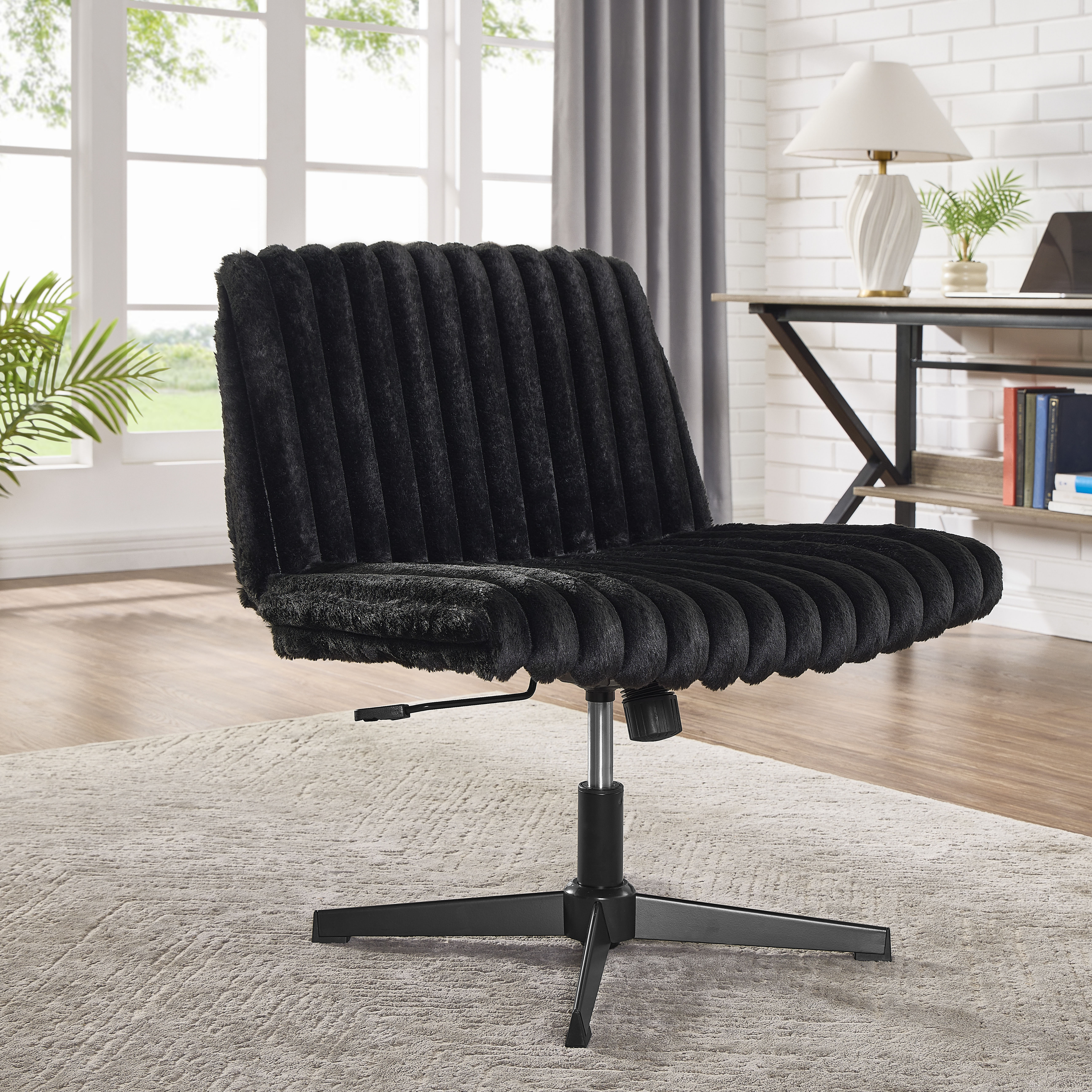 CQSXDA Wide Seat Adjustable Swivel Criss Cross Chair, for Office and Vanity Use, Ergonomic Design