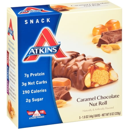 Atkins Snack Caramel Chocolate Nut Roll Bars 5-pack ...