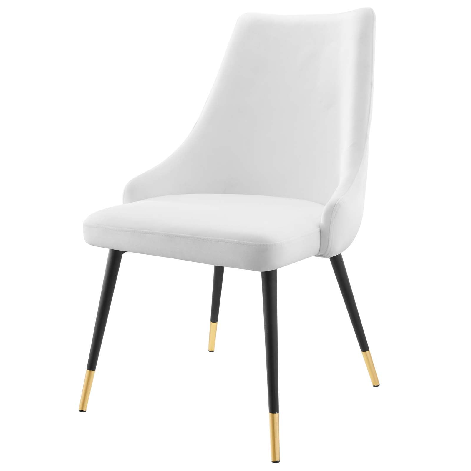 Tufted Side Dining Chair, Velvet, White, Modern Contemporary Urban Design, Kitchen Room Cafe