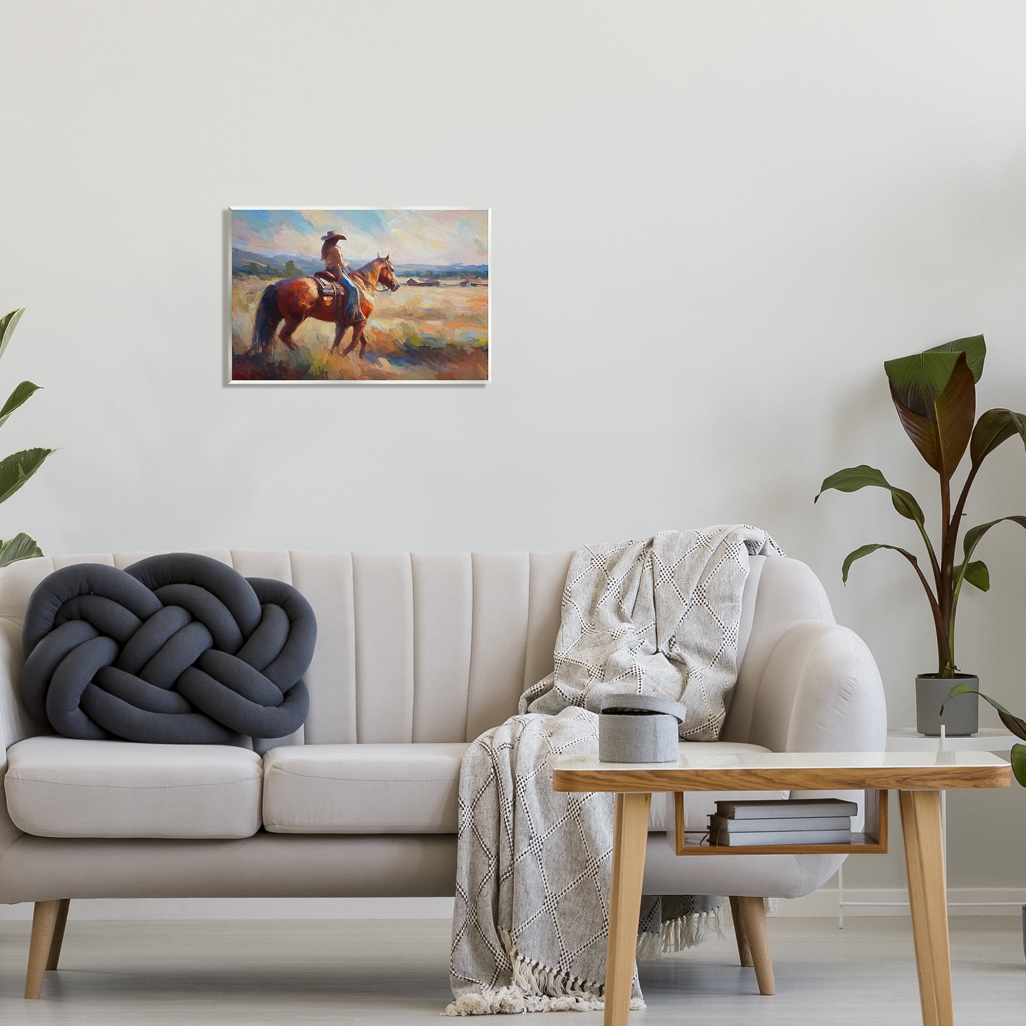 Stupell Industries Cowgirl in Western Scene Animals & Insects Painting Unframed Art Print Wall Art, 19 x 13