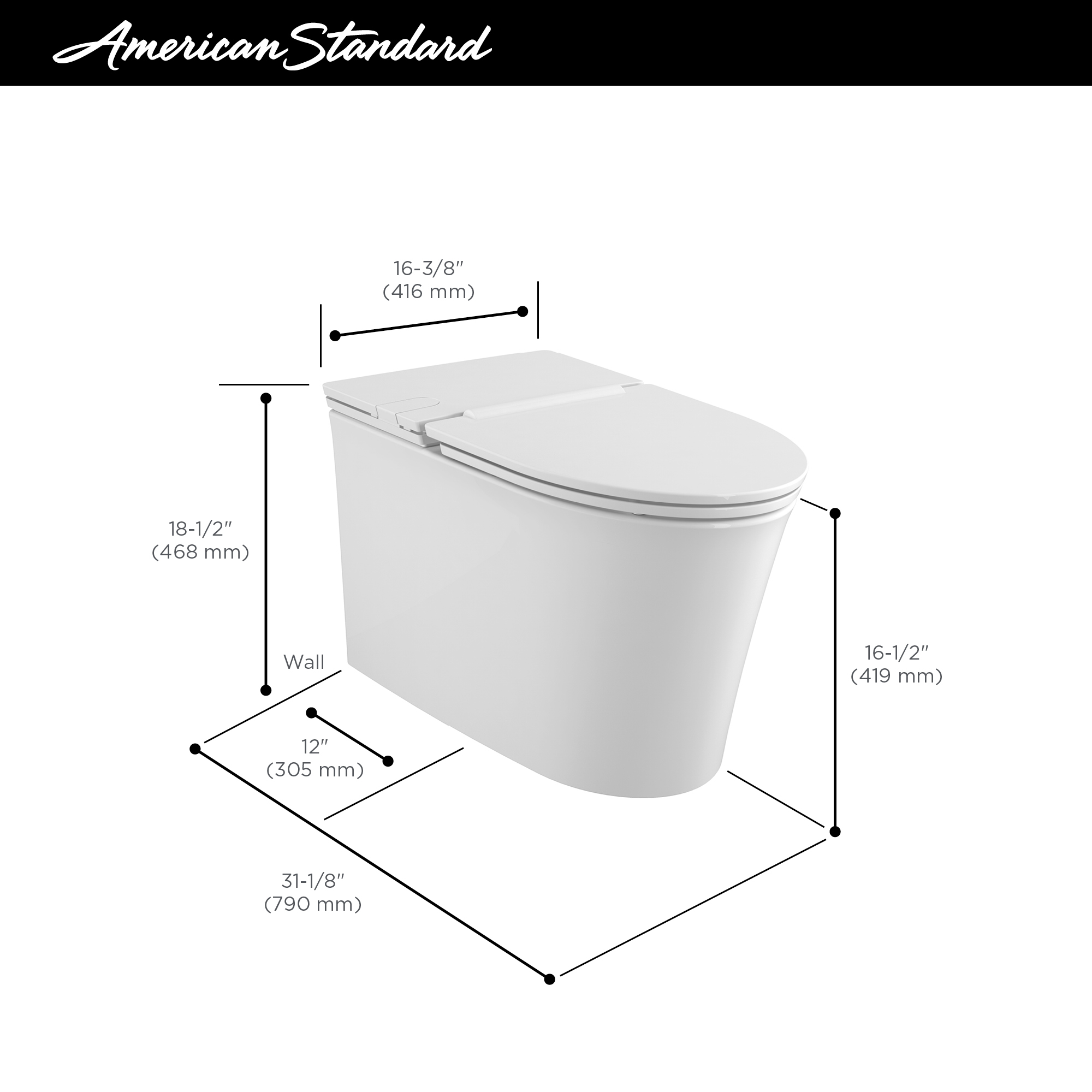 American Standard Studio S 1-piece 1.0 GPF White Elongated Low-Profile Toilet, Seat Included - image 5 of 14