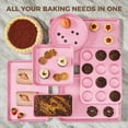 thumbnail image 2 of HONGBAKE 9-Piece Baking Pan Set, Nonstick Bakeware Set with Diamond Texture, Carbon Steel Baking Pans, Cookie Sheet with Rack, Muffin Pan,  Pink, 2 of 9