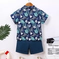 thumbnail image 4 of JAJAHO Boys 2 Piece Summer Beach Outfits Hawaiian Lapel Short Sleeve Button Down Shirt And Shorts Casual Tropical Print Matching Set For Kids 1-5T Stylish Outfit, 4 of 8
