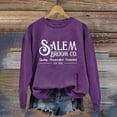 thumbnail image 2 of WEIWEN Halloween Sweatshirt for Women Salem Broom Co Graphic Long Sleeve Halloween Shirts for Women Plus Size Tops Womens Fall Fashion Clothing Purple, L, 2 of 3