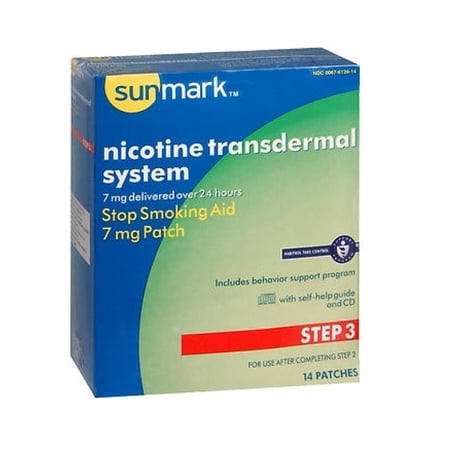 Sunmark Stop Smoking Aid 7 mg Strength Transdermal Patch, Box of 14