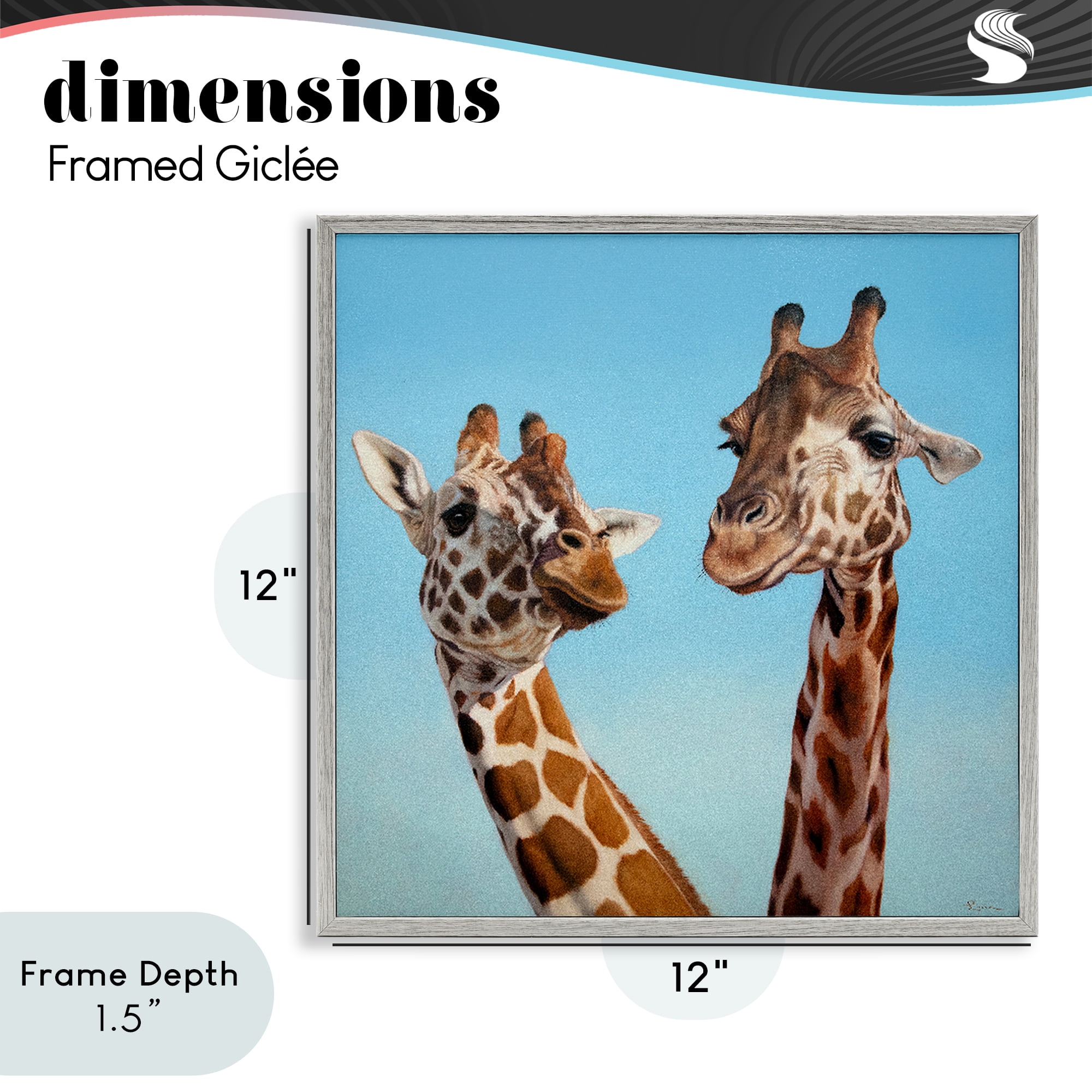 Stupell Industries Romantic Soulmate Giraffes Gray Framed Giclee Art, design by Lucia Heffernan