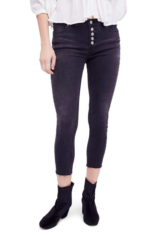 raw hem jeans black