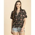 thumbnail image 2 of Moomaya Short Sleeves Notch Collar Rayon Shirt - Women's Trendy Printed Shirt, 2 of 9