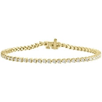 14K Yellow Gold Round Diamond 3 Prong Set 1 Row Women's Tennis Bracelet 7" | 2.50 CT.