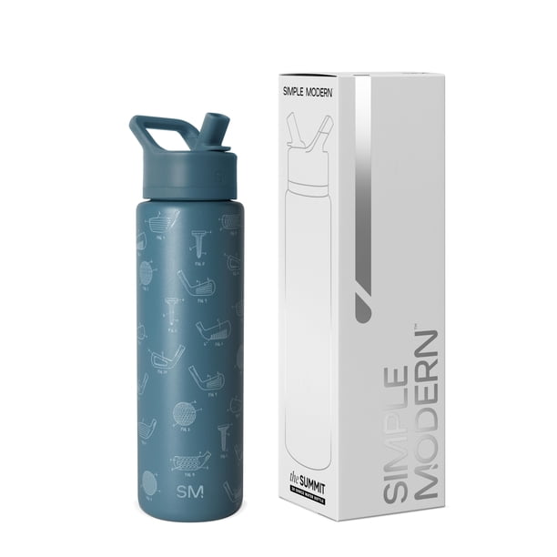 Botella De Agua Simple Y Moderna Summit Para El Día Del Padre Con Tapa De Paja | Termo De Metal De Acero Inoxidable Con Aislamiento Al Vacío | Petaca Reutilizable A Prueba De Fugas Sin Bpa Para Gimnas