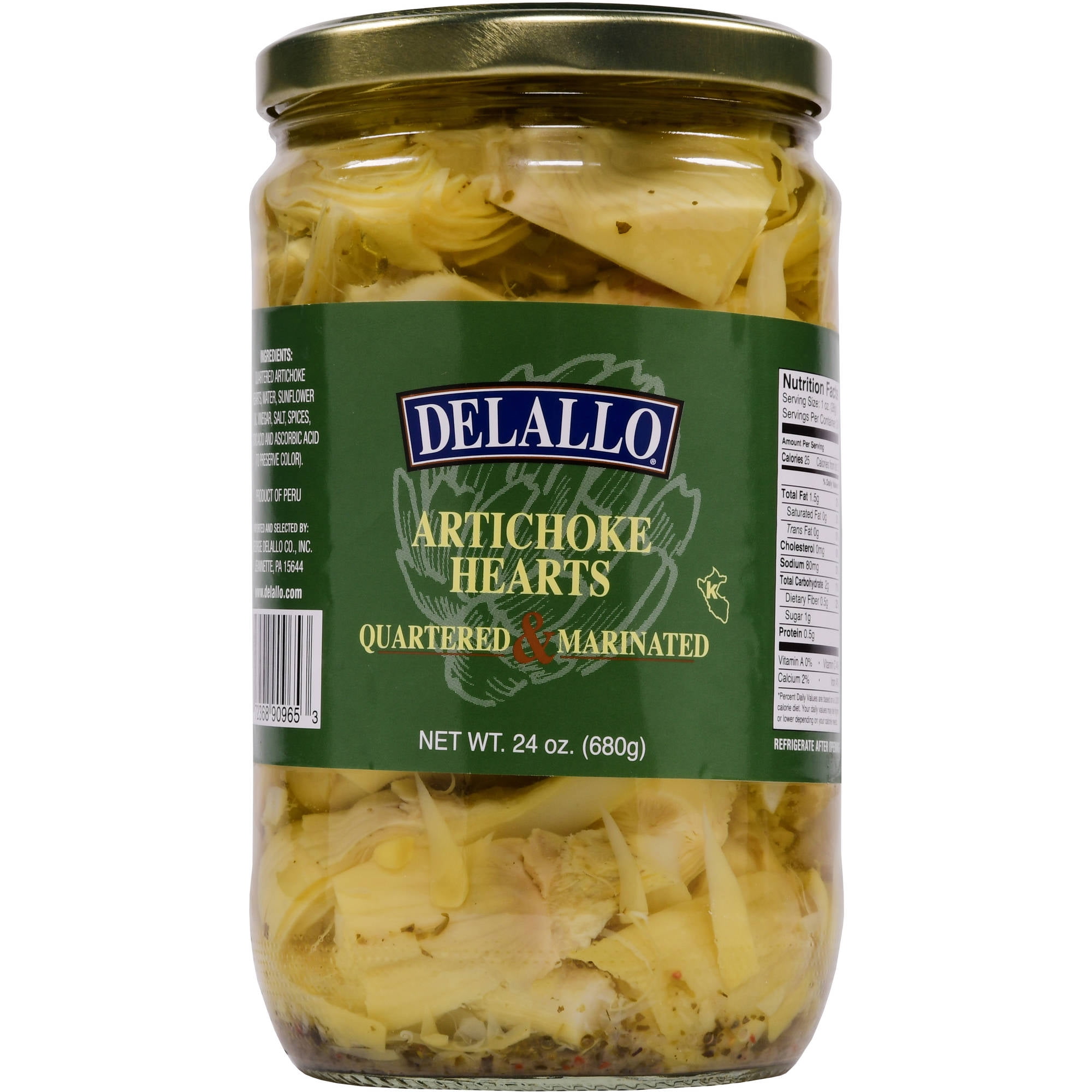 DeLallo Marinated Artichoke Hearts, 24 oz, Jar