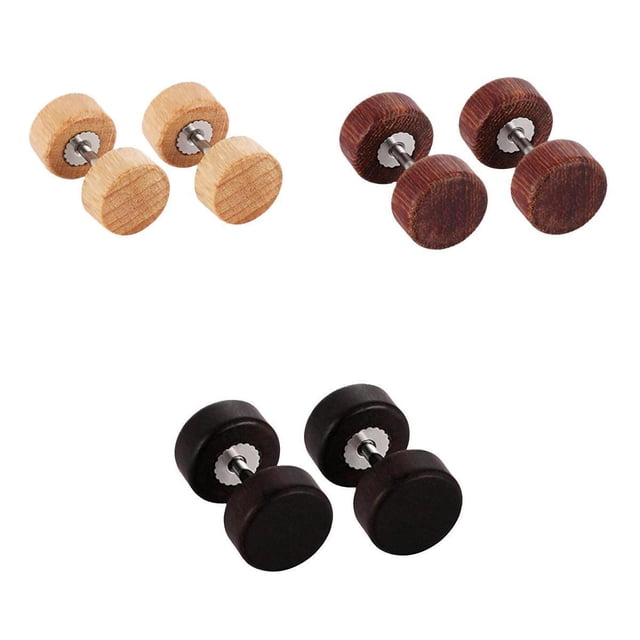 3 Pares para Hombre Perno Prisionero de Pendientes Tornillo Perno Prisionero Barbell Orejeras