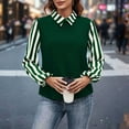 thumbnail image 4 of ZHYou Women Striped Contrast Collar Tops,Loose Fit,Stretchy Soft Daily Office Wear Dress Shirts,Green,Size L, 4 of 6