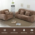 thumbnail image 4 of Thick Velvet Sofa Covers 1/2/3/4 Seater Pure Color Sofa Protector Stretch Non Slip Couch Cover Easy Fit Elastic Fabric Stretch Couch Slipcover(Brown, 1-Seater Sofa), 4 of 10