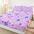 thumbnail image 3 of Homewish Gradient Colorful Butterfly Twin Sheet Sets,Flying Animal Twin Fitted Sheet,Purple Blue Pink Flat Sheet For Girls,Microfiber Bedroom Decor,3 Pieces, 3 of 7