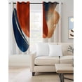 thumbnail image 2 of Navy Blue Burnt Orange Blackout Curtains for Bedroom/Living Room, Thermal Insulated Kitchen Curtains, Artwork Geometric Retro Grommet Darkening Window Treatment Drapes 42"x84"x2, 2 of 8