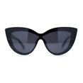thumbnail image 1 of Womens Oversized Shield Cat Eye Inset Lens Sunglasses All Black, 1 of 4