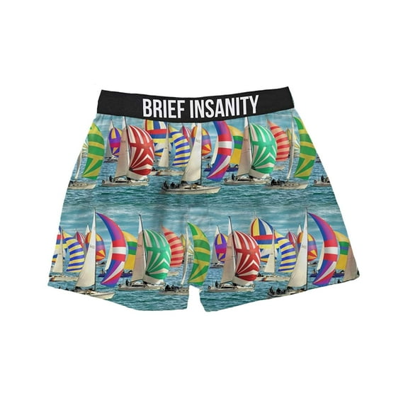 Brief Insanity Men's Boxer Shorts Underwear Sailboat Yacht Regatta Print