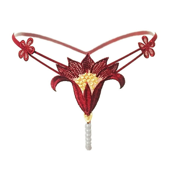 Pendant Pearls G String Small Underpants Lace Panties Low Waist Thongs Panties Underwear Lingerie for Women Sex