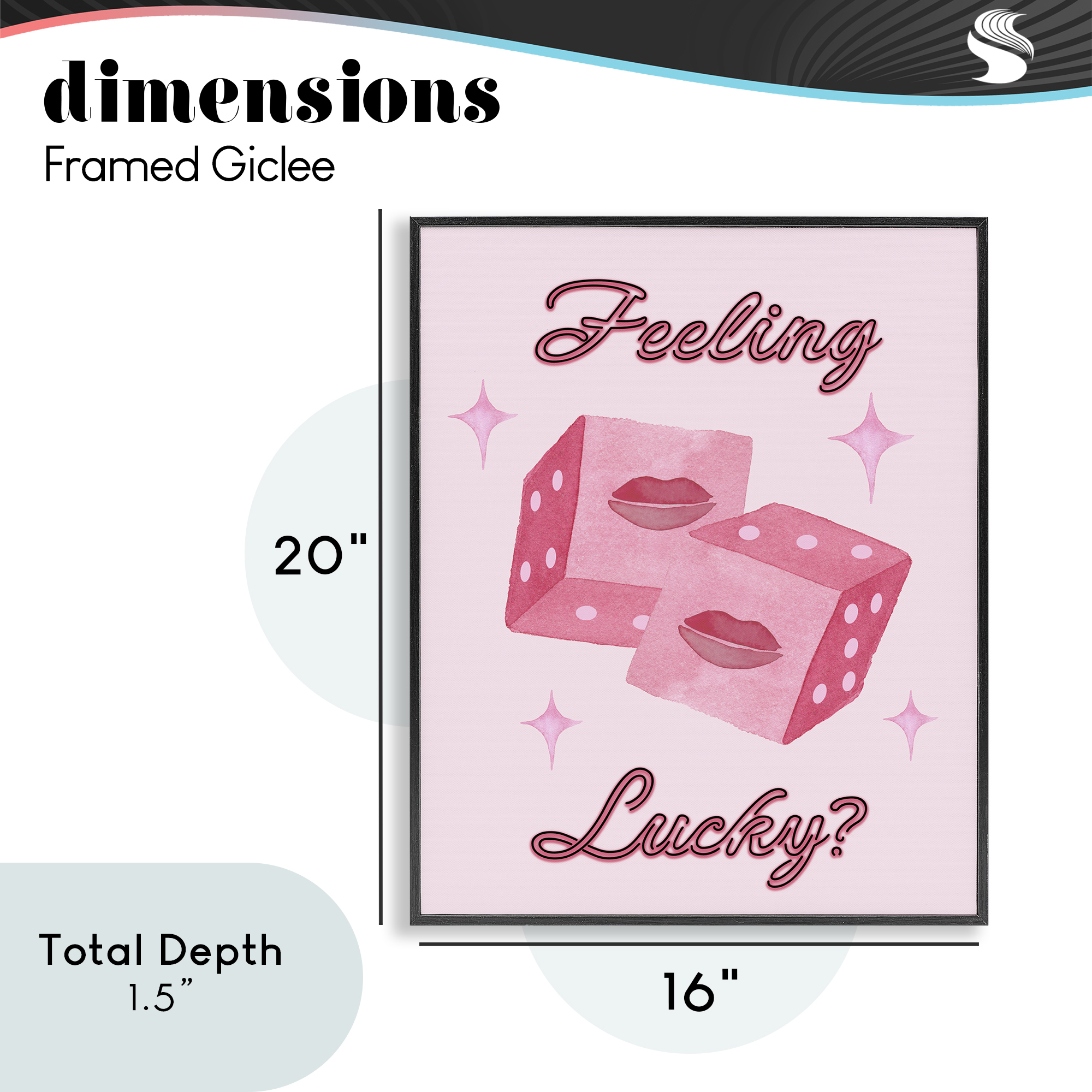 Feeling Lucky? Dice Black Framed Giclee Art, design by Nina Jacobs