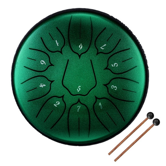 6 inch 11-Tone Steel Tongue Drum Hand Pan Drums with Drumsticks Percussion Musical Instruments