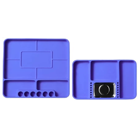 Silicone Tool Tray with Magnetic Insert for Small Parts Non-Slip Wear-Resistant Tool Organizer and Storage Holder Stackable Sleeve Classification for Screws Bits Accessories