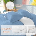 thumbnail image 2 of Vintage Linen Duvet Cover Set King Size, Pastoral Sky Blue Linen Texture Farmhouse 4 Piece Soft Microfiber Bedding Set with 1 Duvet Cover, 1 Flat Sheet, 2 Pillowcases, 2 of 9