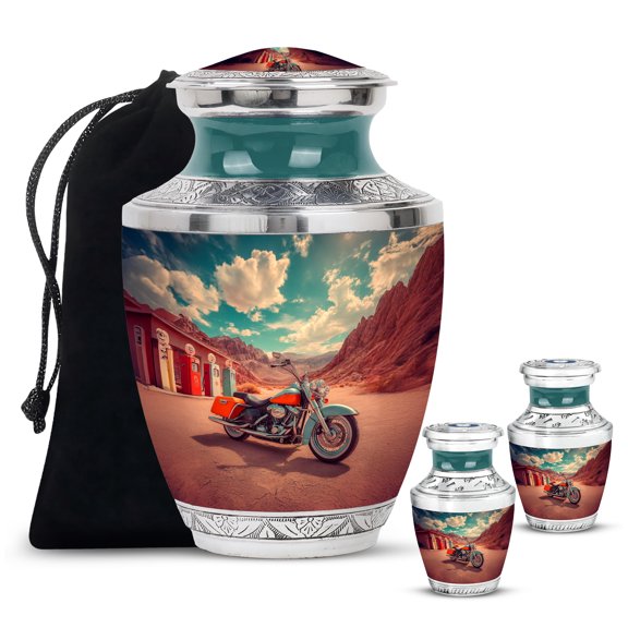SABURIAL Bike Urn - Ashes Urns Human Remains - Combo 2 - Large With 3 Inch Pack Of 2 - Memorial Urn - Urns For Adult Male & Female - Funeral Ashes