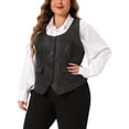 thumbnail image 4 of Agnes Orinda Plus Size Vest for Women Sleeveless Jacquard Jacket Steampunk Waistcoat 1X Black, 4 of 6