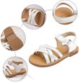 thumbnail image 6 of Girls Flat Sandals Open Toe Crooss Strappyy Casual Summer Adjustable Ankle Strap Slip on Beach Vacation Dress Shoes White 12 Little Kid, 6 of 6