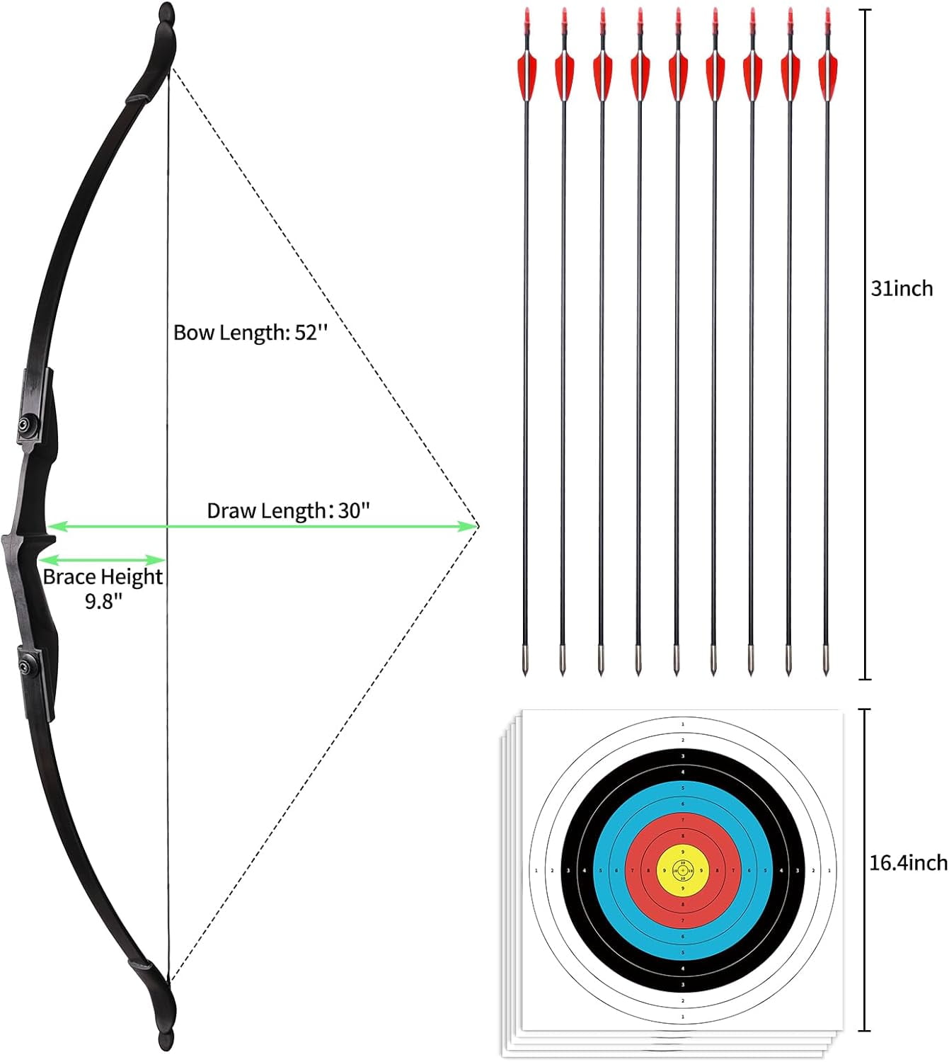 AME Recurve Bows for Adults - Archery Takedown Bow and Arrow Set for Adults/Youth/Teens Beginners Target Practicing, Left & Right Handed 30/35/40lbs