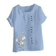 thumbnail image 3 of Camisetas de Manga Corta para las Mujeres Impreso Botón de Manga Corta Camiseta Blusa Poliéster, Ropa Casual Mirar Superior para las Mujeres, 3 of 4