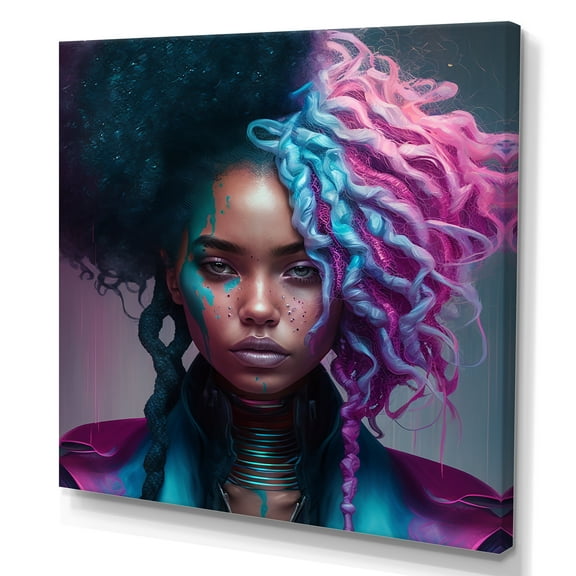 Designart Cyberpunk Woman With Curvy Hair I Canvas Wall Art