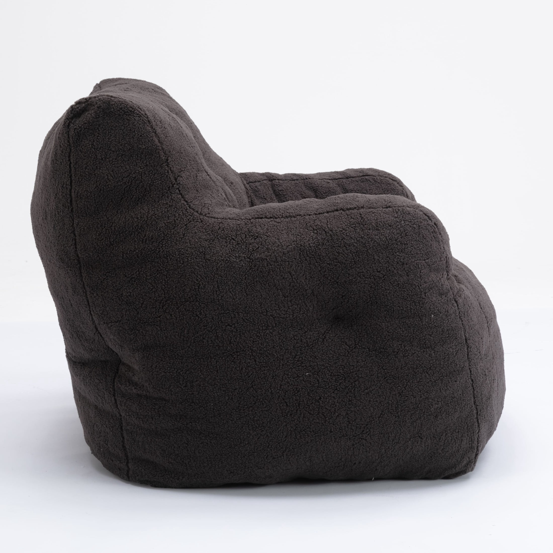 Noble House Quinci 39" Teddy Tufted Bean Bag Chair, Memory Foam Floor Lounger Accent Seat for Bedroom, Dark Gray