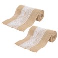 thumbnail image 1 of ANGGREK Burlap Lace Ribbon,2Pcs Burlap Lace Ribbon 2.4m Length Soft Durable Random Cutting Simple Elegant DIY Table Decoration,Vintage Burlap Ribbon, 1 of 8