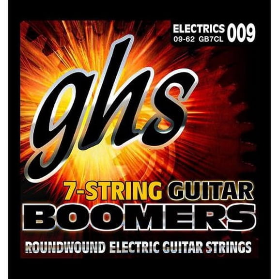 ghs boomer 7-string custom light electric guitar set (9-62)