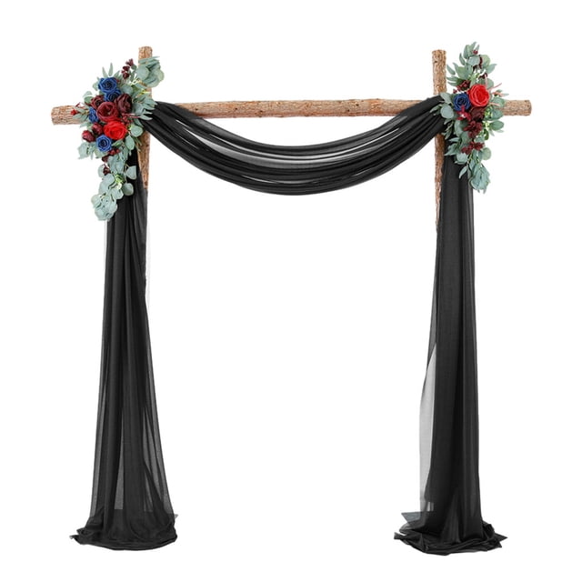 Matsuzay 2 piezas drapeado gasa exquisita artesanía estilo artístico para boda o sesión de fotos lavable Decoración del hogar Negro