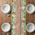thumbnail image 4 of Table Runner 70 Inches Long for Kitchen Dining, Happy Easter Dresser Scarf Farmhouse, Dining Table Decorations for Wedding/Parties, Gnomes Rabbit Flowers Green Check Wooden 13 x 70 In, 4 of 8