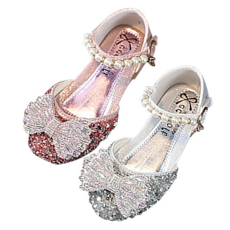 

eczipvz Toddler Girl Sandals Toddler Kids Girls Soild Colour Bowknot Princress Shoes Soft Sole The Floor Barefoot Non Slip First Walkers Prewalker Shoes