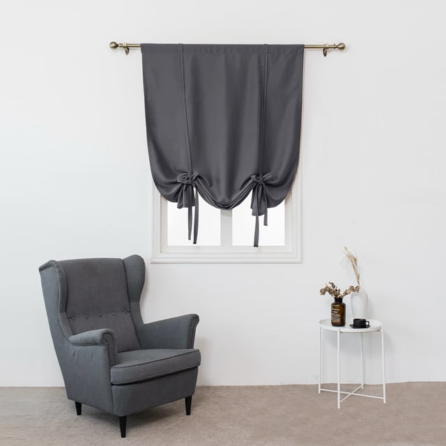 Xiao Hua Cortinas cortas opacas - Cortina con bolsillo para barra de 100*120 cm, medias cortinas gris oscuro para ventanas, cortinas opacas de poliéster de 2 piezas, cortinas para ventanas pequeñas,