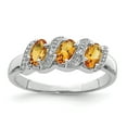 thumbnail image 1 of 925 Sterling Silver Rhodium Citrine and Diamond Ring, 1 of 2