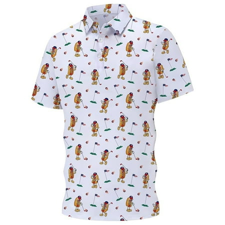 Mens Pique Shirts Tops Graphic Print Shirt Short Sleeve Knit Compression Shirt Men White XL