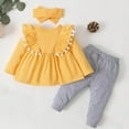 thumbnail image 4 of Spazoro Girls Outfit Sets Size 0-4Y, 2 PC Casual Solid Color Spring and Fall 100%Cotton Long Sleeved Shirts & Pants Sets for Kids Yellow, 4 of 8