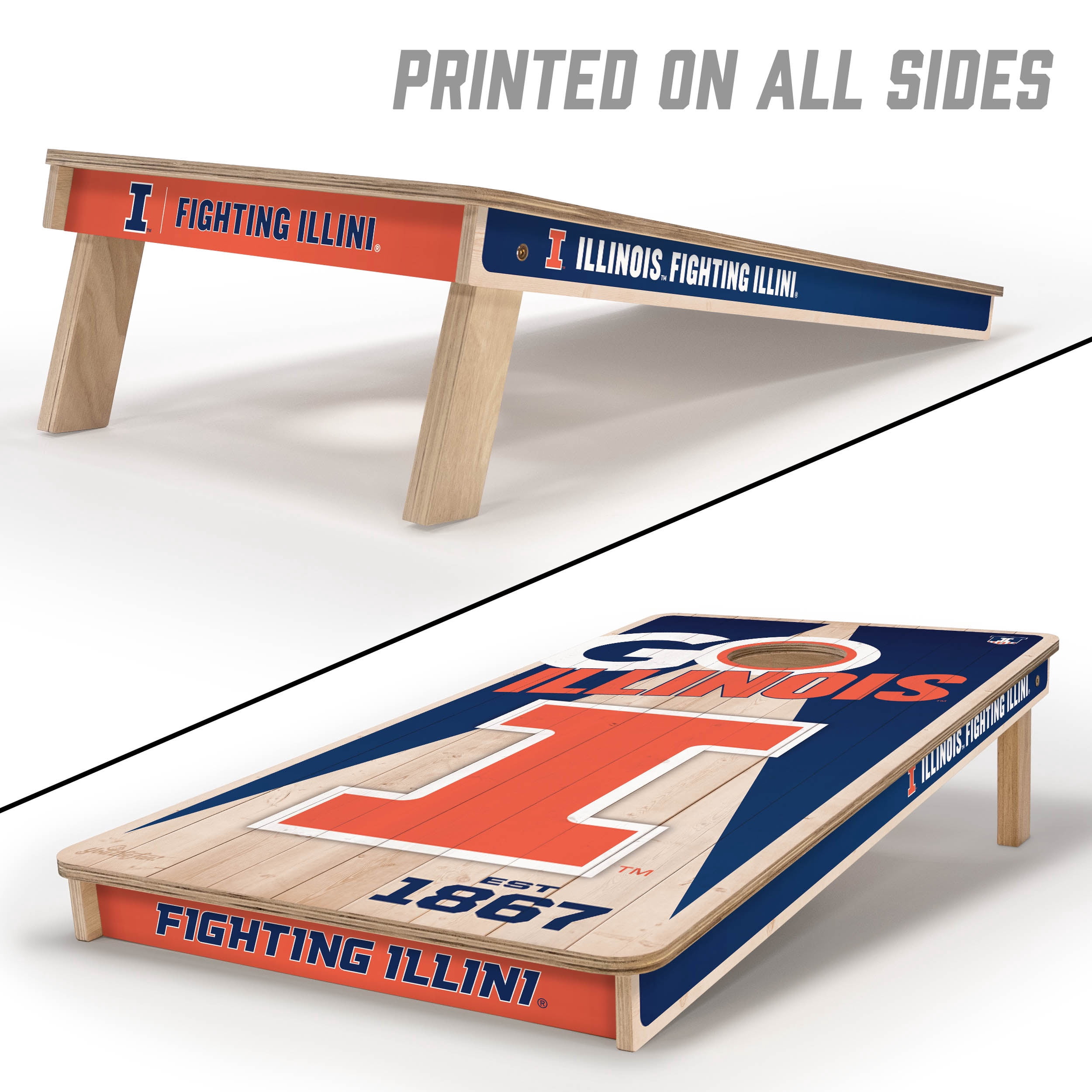 YouTheFan NCAA Illinois Fighting Illini 2' x 4' Cornhole Game No Bags